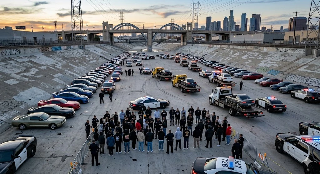 LAPD, LA강 인근 자동차 모임서 차량 72대 견인 '왜?'