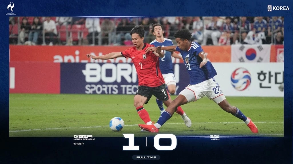 한국 남자 축구, 일본 제압하고 아시안게임 4연패 대업 달성 '엄지성 결승골'