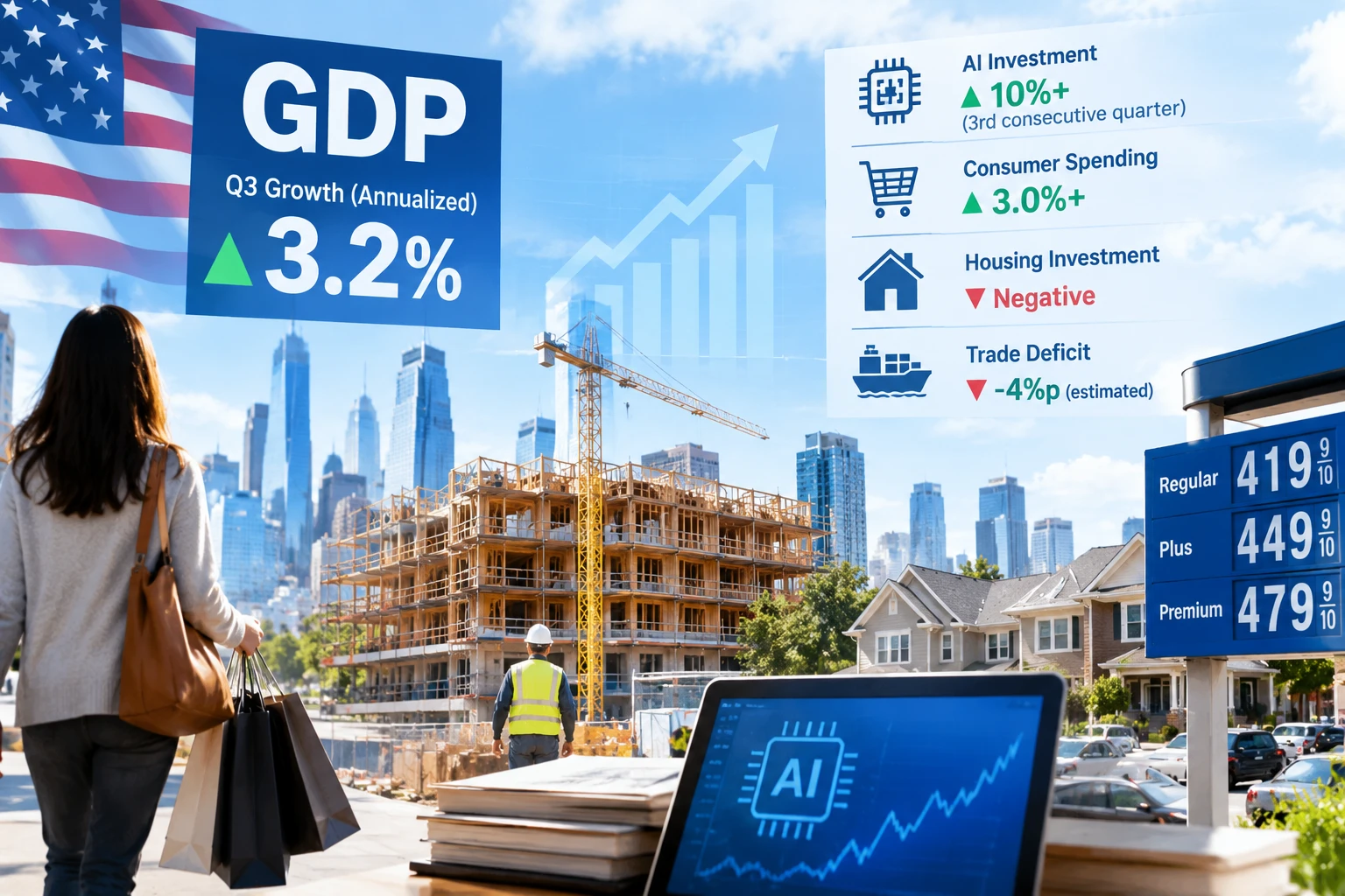 美 3분기 GDP 3.2% 성장 전망