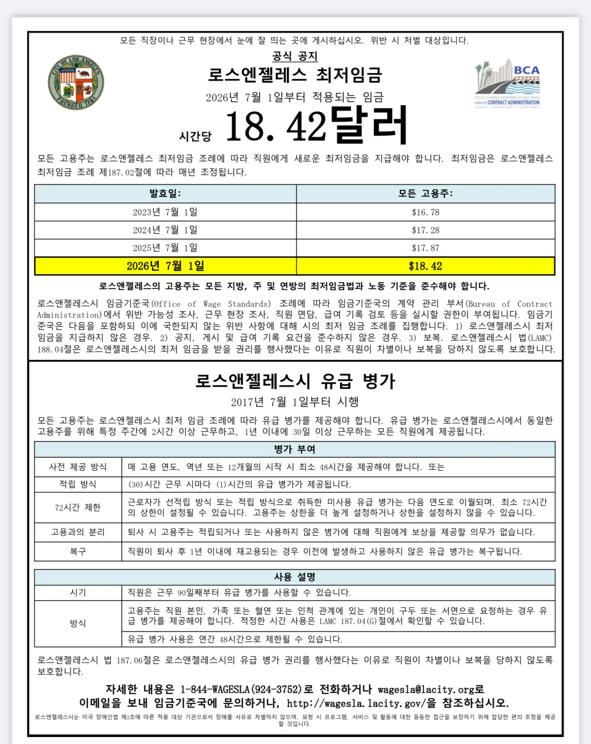 7월부터 최저임금 일제히 인상, 최저임금 포스터도 반드시 게시해야